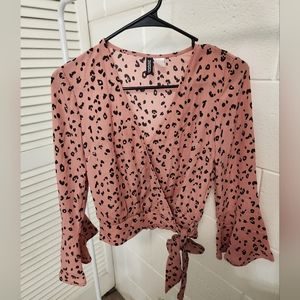 Forever 21 pink leopard blouse, long sleeve